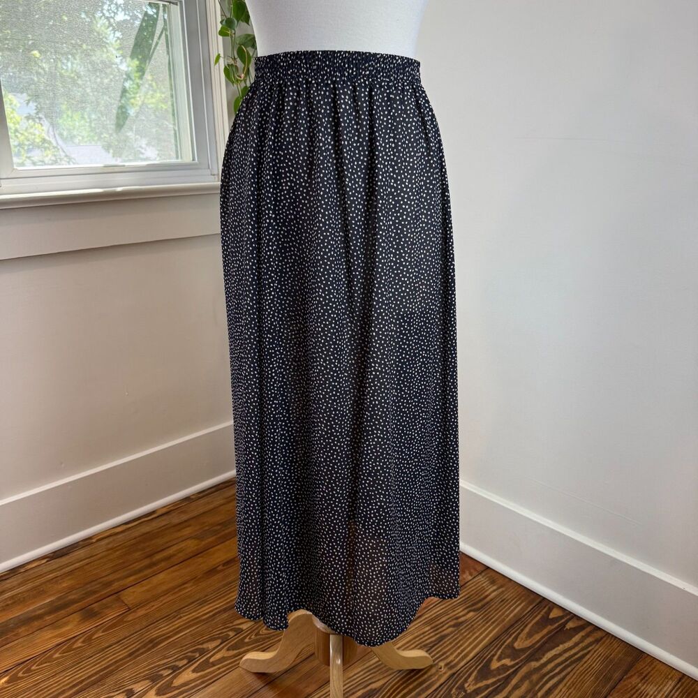 Vintage Sheer Polkadot Navy Cream Midi Skirt | Bobbie Brooks, Medium
